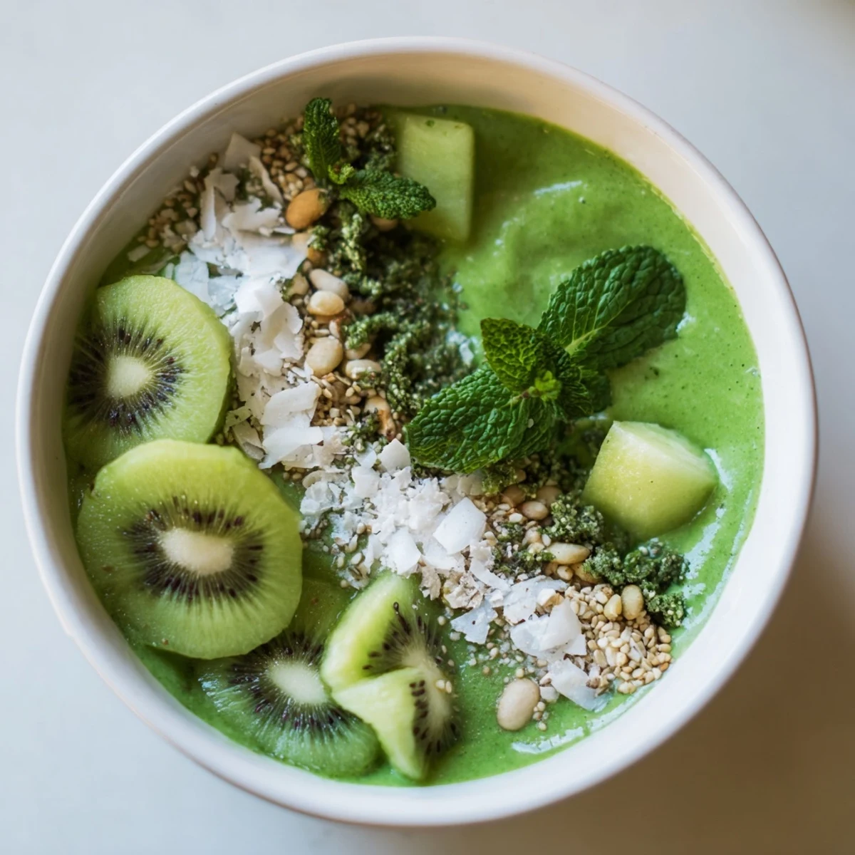 This beautiful Green Smoothie Bowl features fresh fruit and veggies in a healthy, easy recipe.