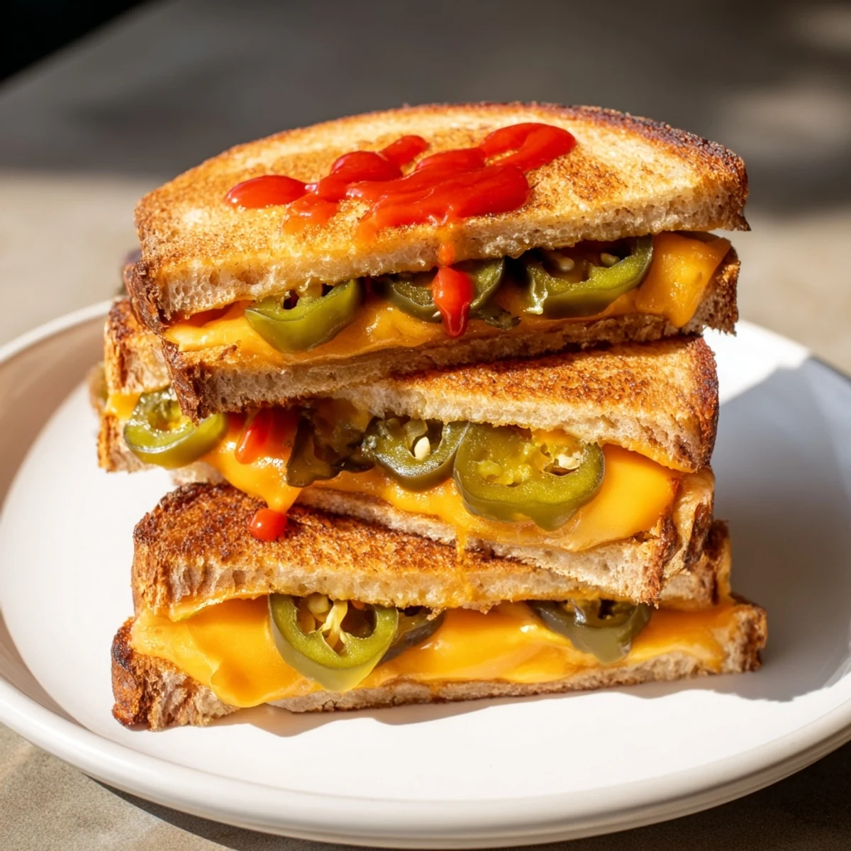 Warm, cheesy Spicy Pickle Grilled Cheese Dippers, showcasing bread crisped to a delightful golden brown color.