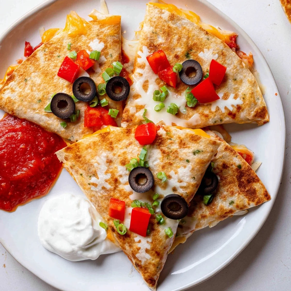 Melted cheese fills each cutout on these Express Snowflake Quesadillas, offering a fun, cheesy, quick meal idea.