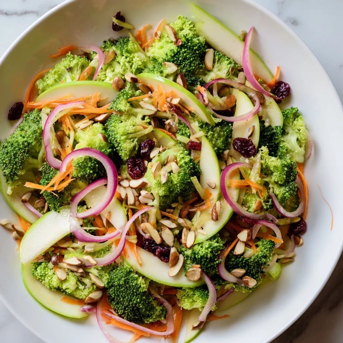 Broccoli and Apple Hot Girl Salad: a colorful, fresh salad with brilliant green broccoli and crisp apple slices.