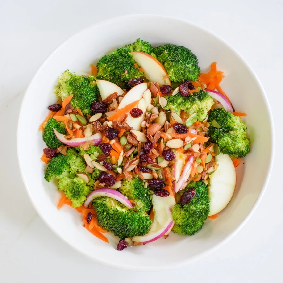 Blanched broccoli combines with sweet apple for this zesty Broccoli and Apple Hot Girl Salad recipe, ready to eat!