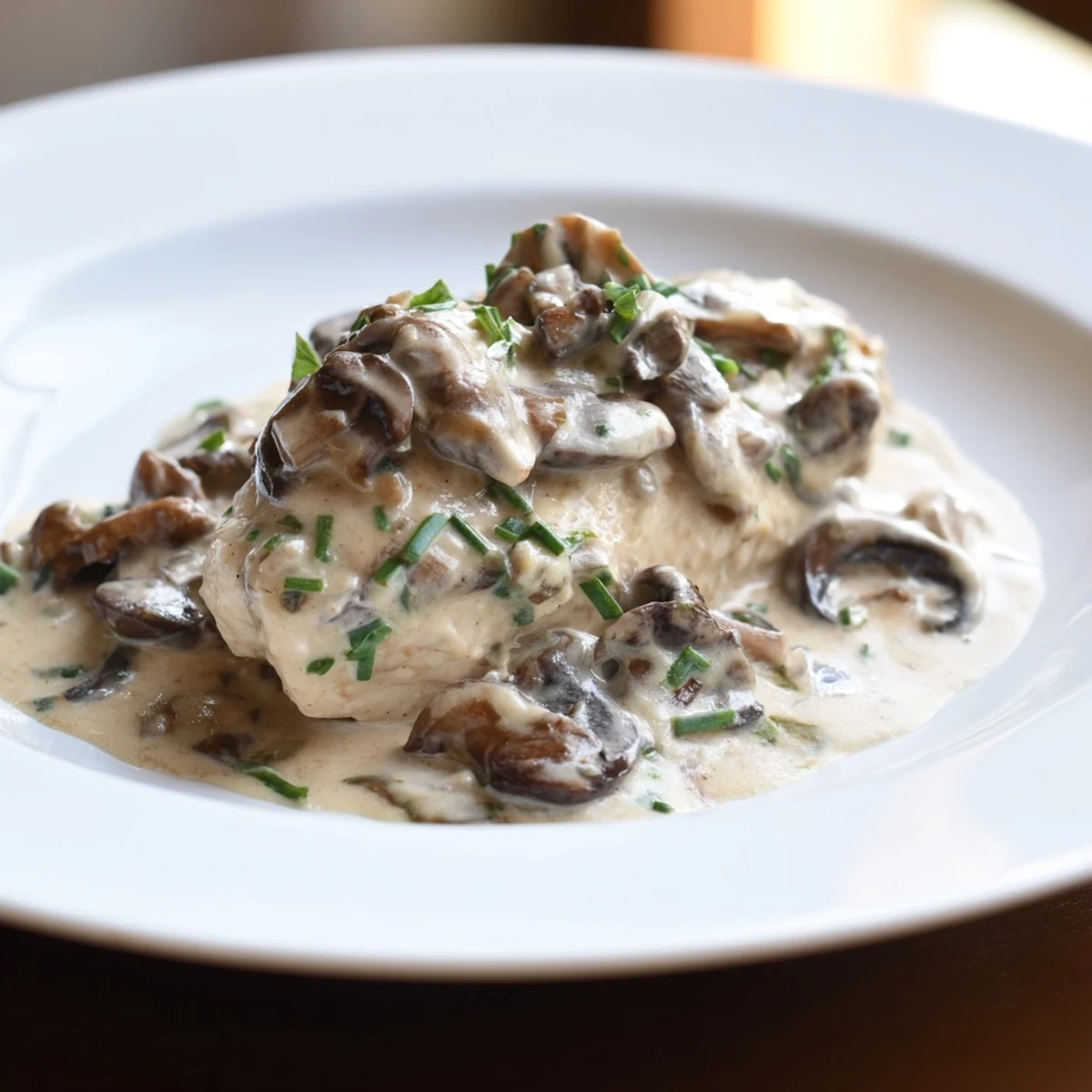 Golden-brown Tarragon Chicken & Mushroom Skillet with creamy sauce, perfect for a flavorful weeknight meal.