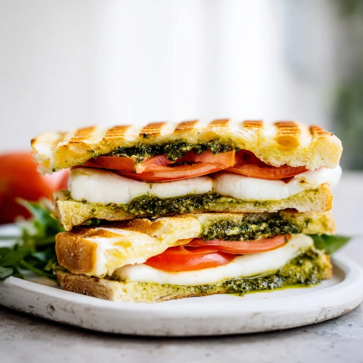 The perfect, melty Caprese Pesto Panini-Style Grilled Cheese, a delicious Italian-inspired sandwich.