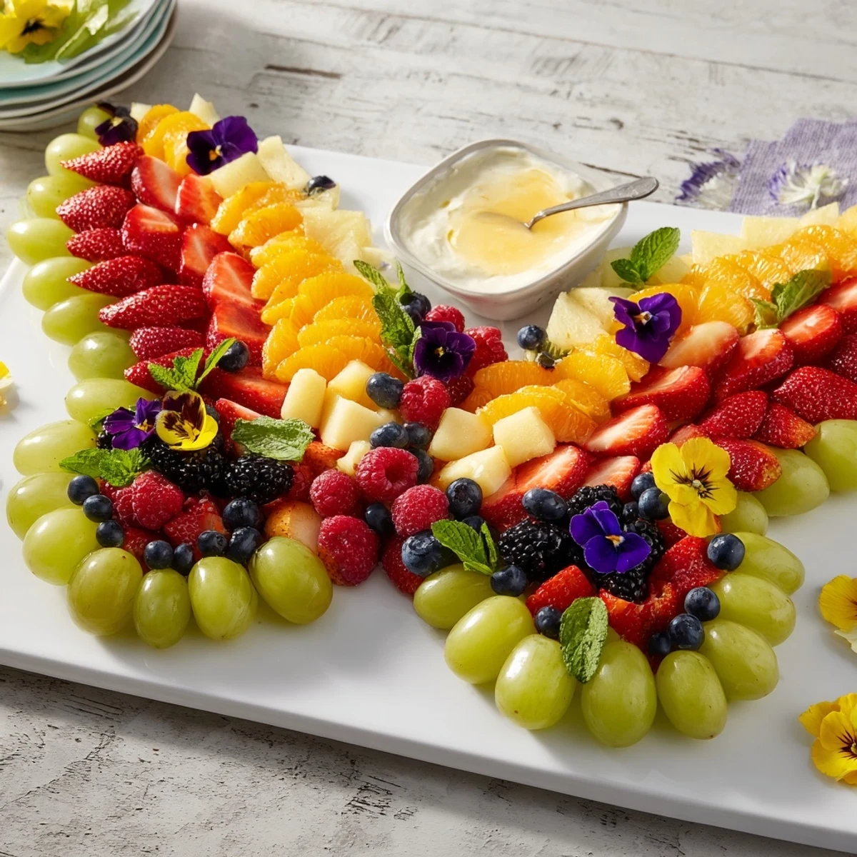 Butterfly Garden Fruit Board, a colorful butterfly-shaped arrangement, bursting with fresh, juicy fruit.
