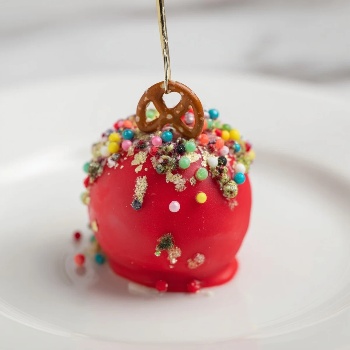 Festive Ornament Ball Cake Pops: Brightly decorated treats look delicious with edible glitter and sprinkles.