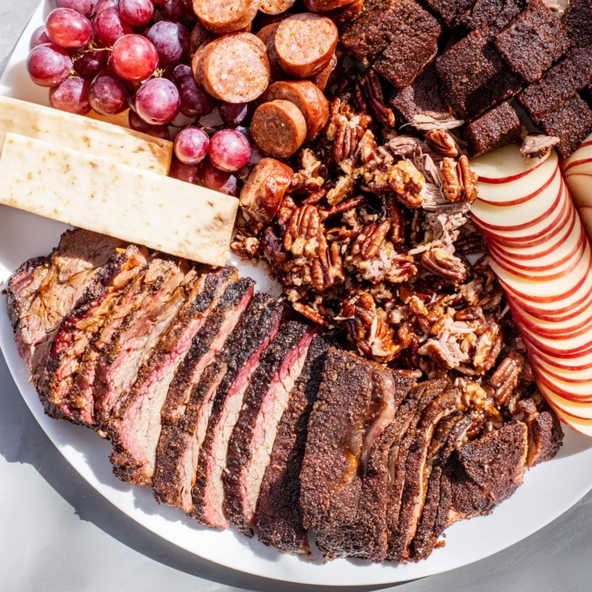 Imagine beautifully-arranged Smoky BBQ & Bourbon Companion platter, perfect for sharing with friends and family.