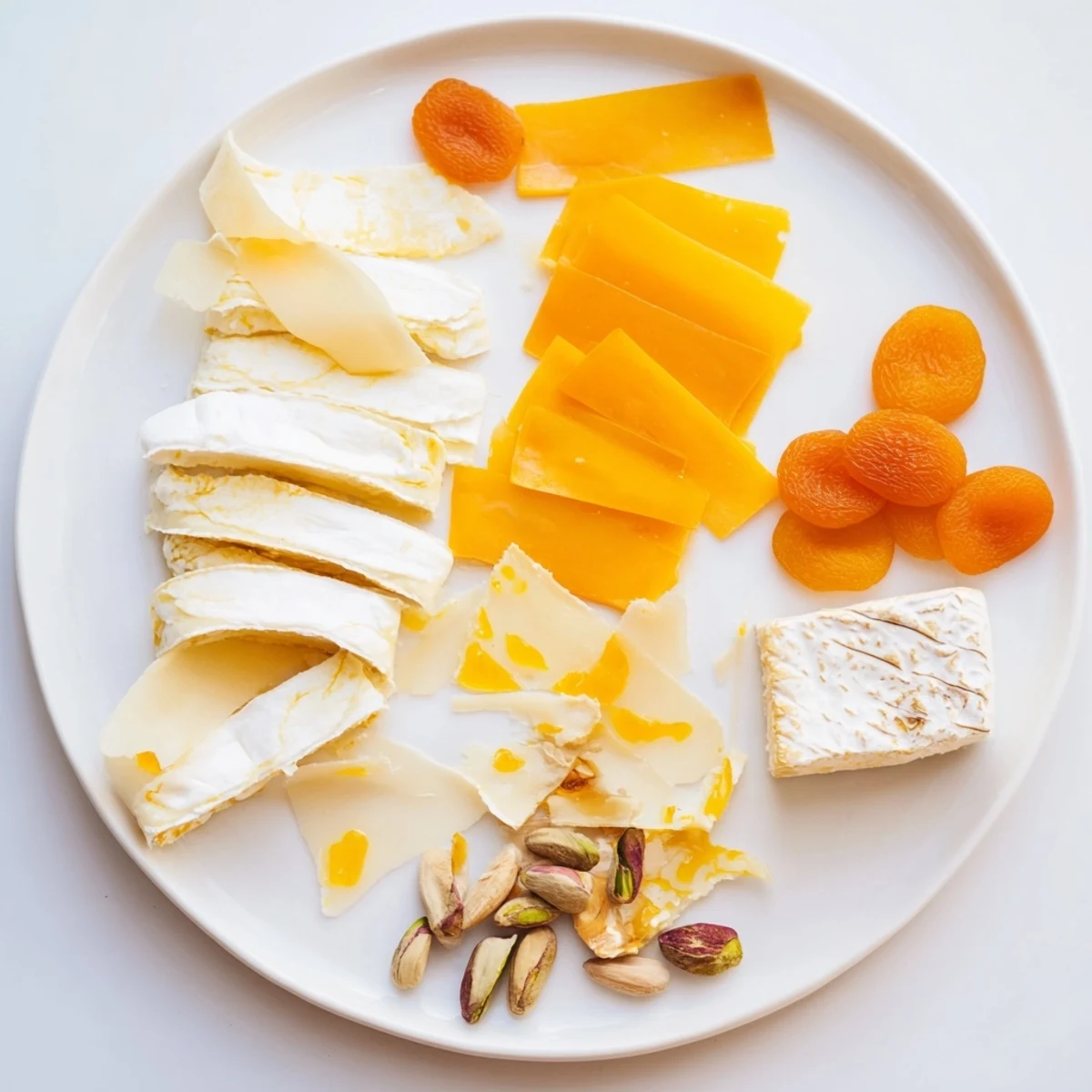 Golden cheeses and creamy spreads create a luxurious The Saffron Silk cheese board for a special occasion.