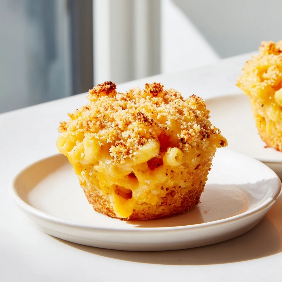 Golden-topped Tinis Mac and Cheese muffins, a cheesy bite, perfect comforting snack, flavorful and crispy.