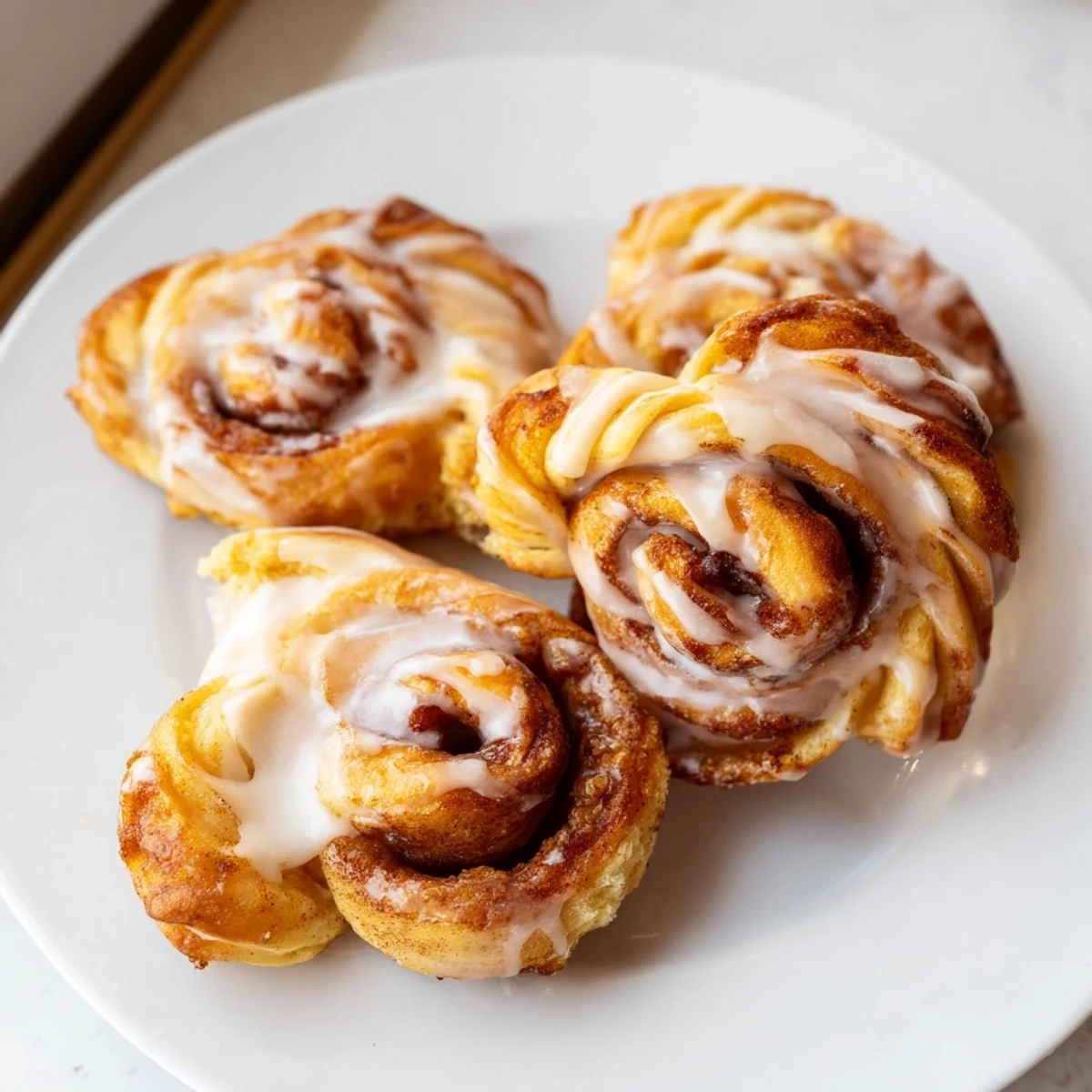 Easy homemade air-fryer cinnamon roll twists, showing layers of cinnamon-sugar filling and a light, crispy crust.