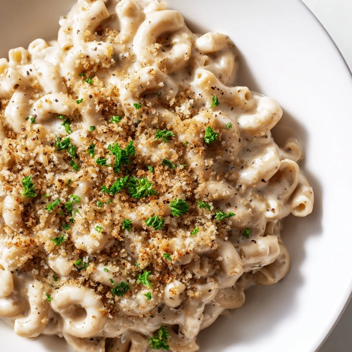 Close-up of hearty High-Protein Mac & Cheese boasting cheesy sauce and delicious pasta, ideal for dinner.