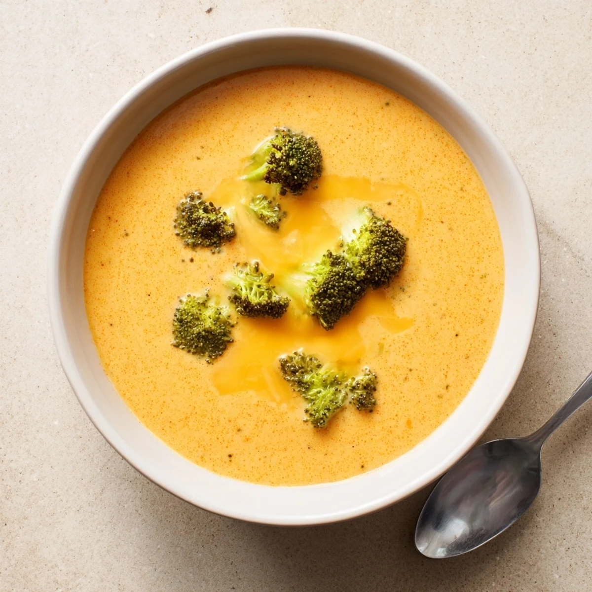Golden, roasted broccoli florets and creamy cheddar cheese garnish this luscious bowl of Broccoli Cheddar Soup.