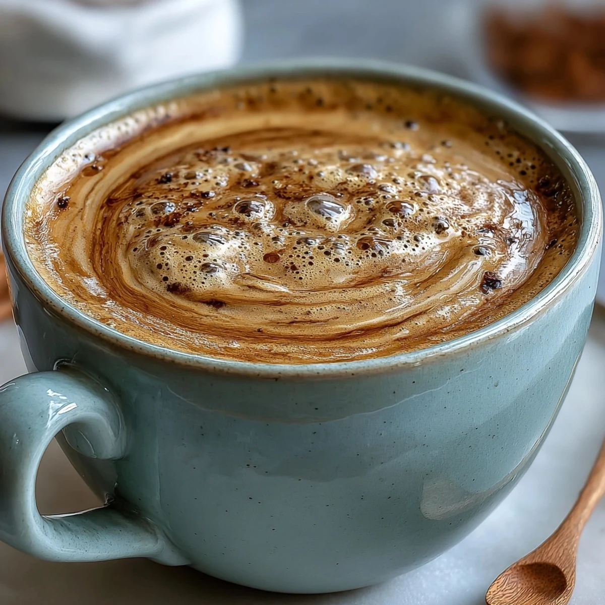 Cozy Hojicha Latte with Vanilla Extract in a warm setting, featuring frothy oat milk, a drizzle of maple syrup, and steam.