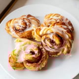 Easy homemade air-fryer cinnamon roll twists, showing layers of cinnamon-sugar filling and a light, crispy crust.