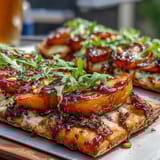 BBQ Peach Brie Flatbread Grill
