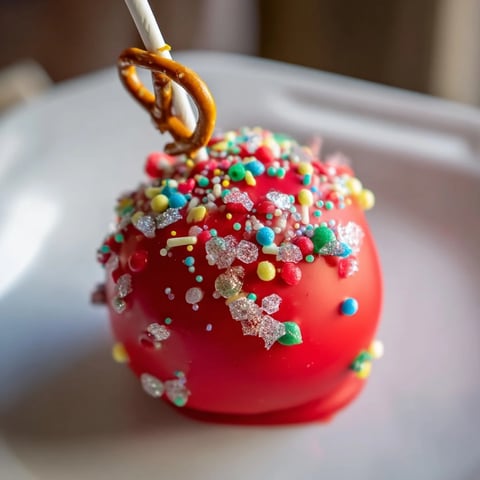 Ornament Ball Cake Pop Display: Colorful cake pops dipped in melted chocolate, ready for a holiday spread.