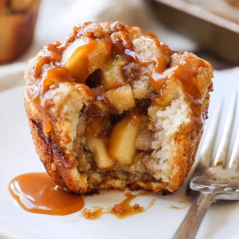 caramel apple cinnamon roll muffins