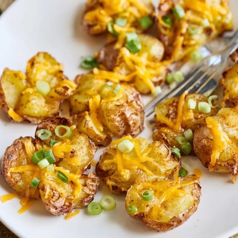 Golden, crunchy smashed green onion potato bombs, perfect for any gathering.  