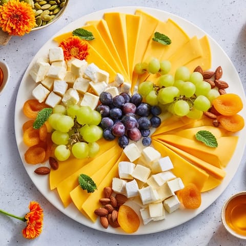 This Daffodil Cheese Board features a stunning spring arrangement of cheeses, nuts, and crackers.