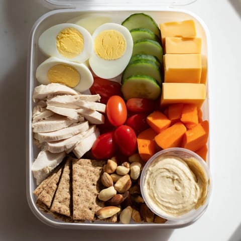 A delicious Protein Snack Boxes featuring turkey, cheese, and fresh apple slices in prep containers.