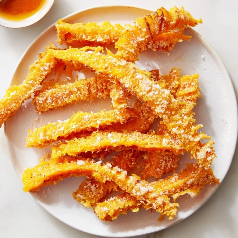 Crunchy tempura pumpkin fries, a delightful vegetarian treat for any occasion.