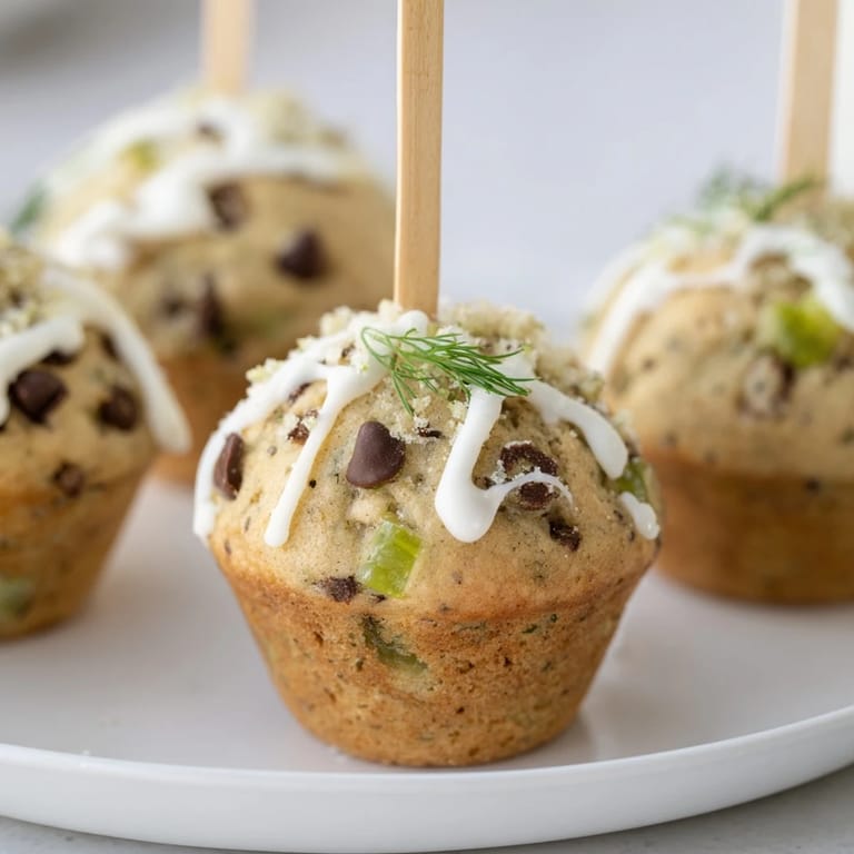 Tangy Dill Pickle Sweet Tea Muffin Pops served on popsicle sticks for easy enjoyment.