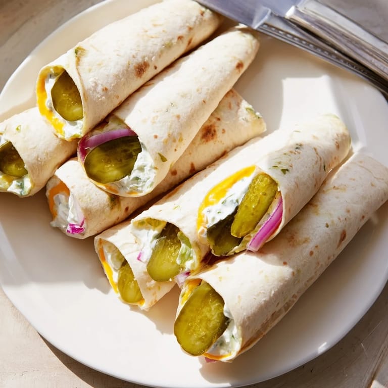 Deliciously savory Pickle-in-a-Blanket snacks with dill and cream cheese flavor.