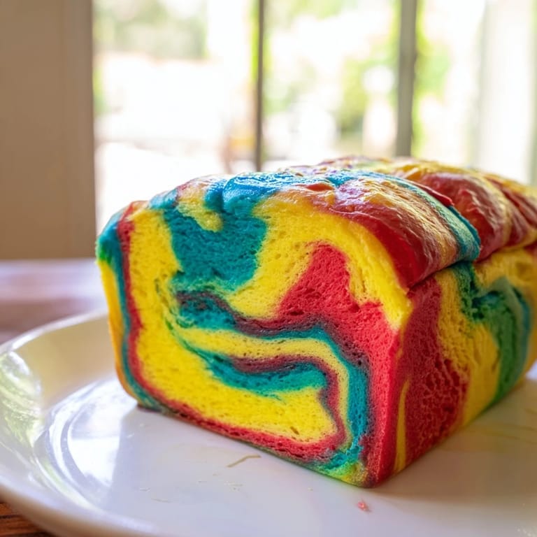 Vibrant cloud bread in rainbow hues, a delightful treat for any gathering.  