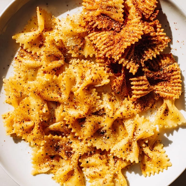 Crunchy pasta chips featuring smoked spices, great for sharing or solo snacking.