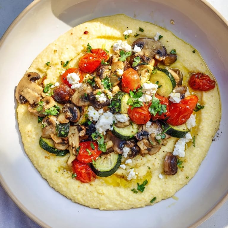 Freshly made Cornmeal Mush Polenta Bowls – Imagine the savory, warm polenta base with delicious toppings!