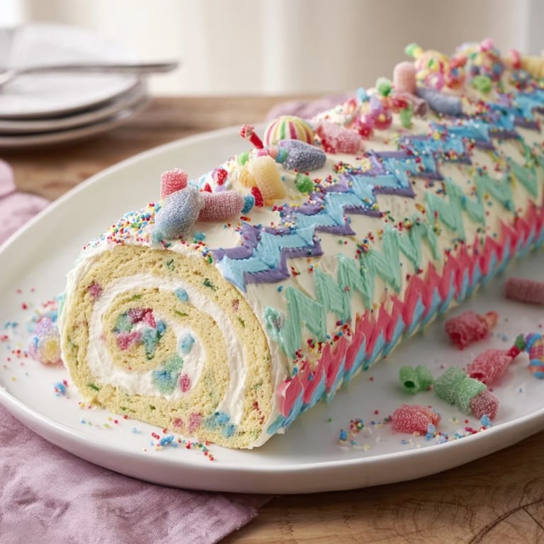 Perfectly sliced Ugly Sweater Cake Roll, a delicious American dessert for holiday fun and flavor.