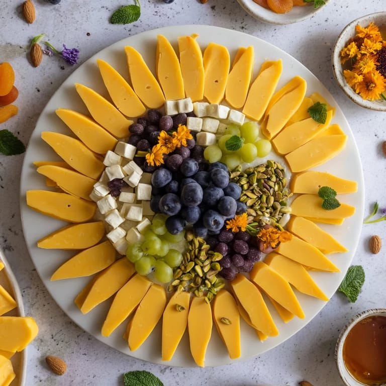 A gorgeous and colorful Daffodil Cheese Board, perfect for elegant entertaining and sharing.