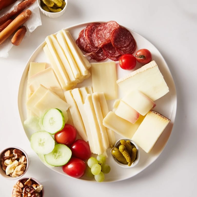 This Planche Montagne Aventure Collation appetizer showcases a colorful, inviting spread of French alpine flavors.