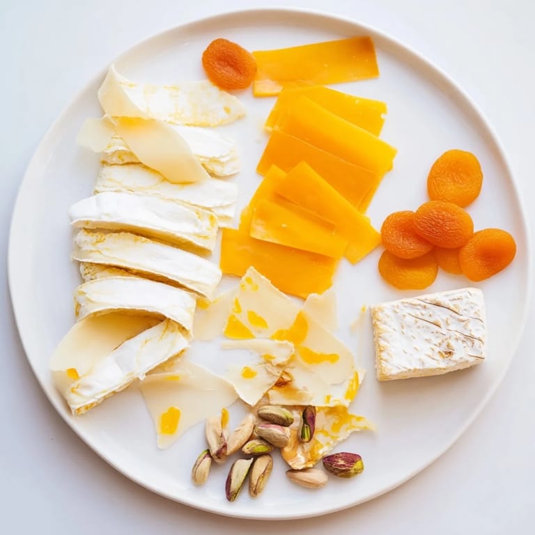 Golden cheeses and creamy spreads create a luxurious The Saffron Silk cheese board for a special occasion.