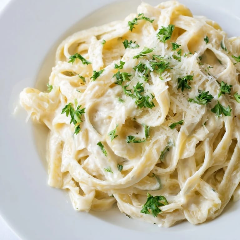 A homemade bowl of Pasta Alfredo Cottage Hack, rich and smooth, ready to eat in minutes.