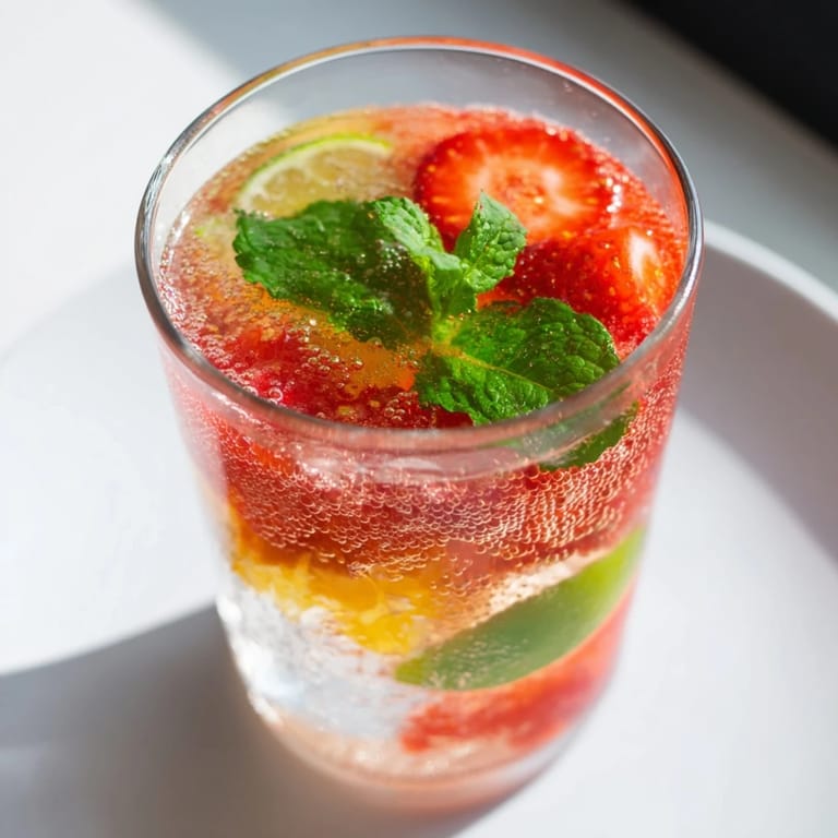 A refreshing pitcher of homemade DIY fruit refresher drinks, garnished with mint and vibrant fruit slices.