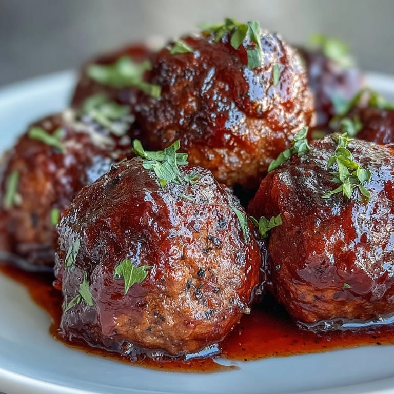 Grape Jelly and Chili Sauce Meatballs served in a bowl with fresh parsley, ready to be enjoyed as a hearty weeknight dinner over rice.