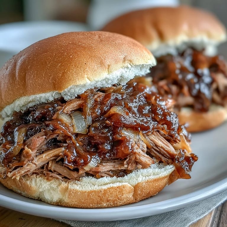 Tender homemade pulled pork with apple cider notes, served hot with a side of coleslaw.