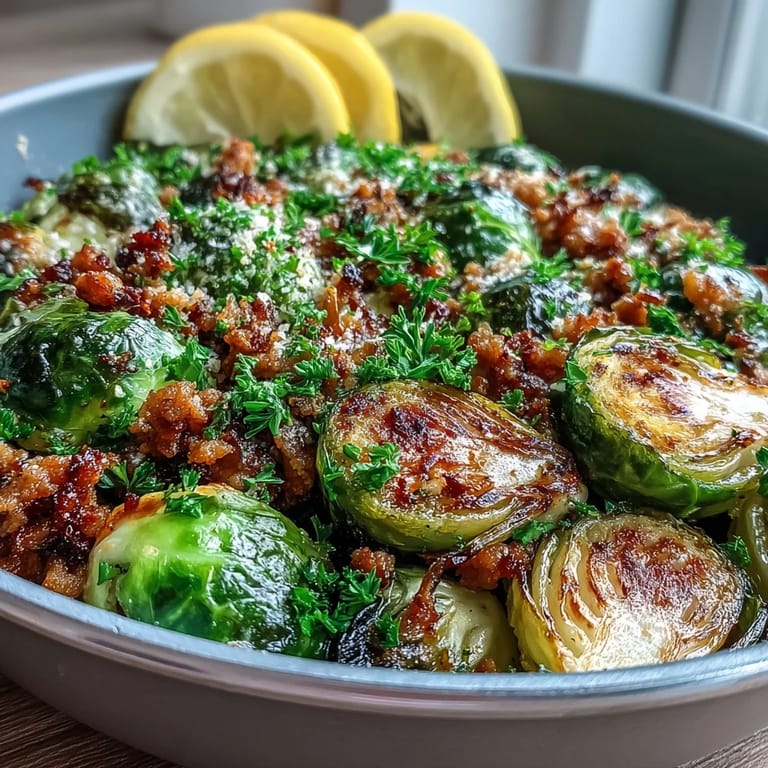 Hearty, high-protein Brussels sprouts and ground turkey skillet topped with melty Parmesan and parsley, served beside fluffy quinoa or crusty bread.