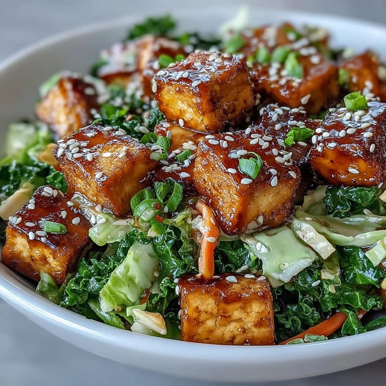 A plated bowl of Tofu Egg Roll in a Bowl with julienned carrots and wilted spinach, ready to be garnished with chili flakes and green onions.
