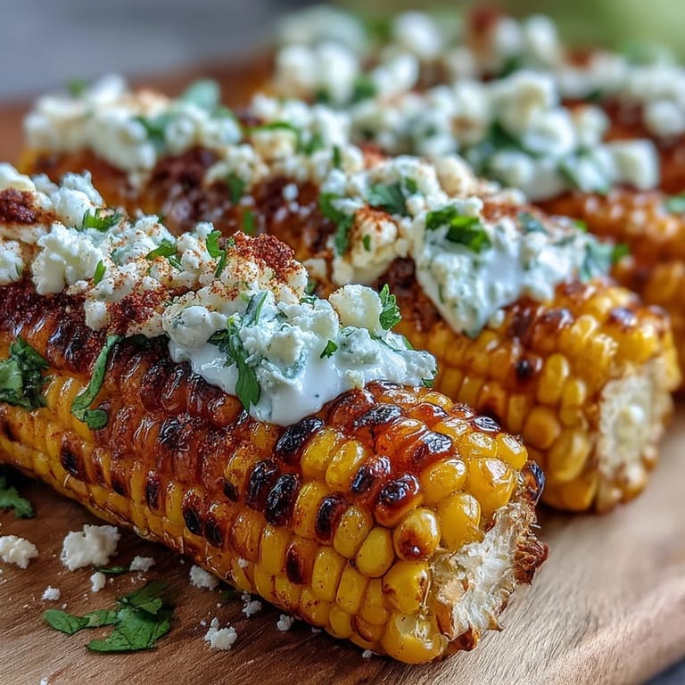 3. Microwave elote-style corn on the cob coated in rich sauce, topped with crumbled Cotija cheese, fresh cilantro, and a squeeze of lime.